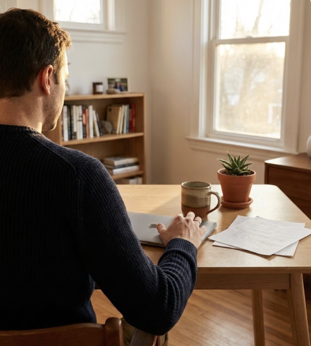 Our founder at their desk